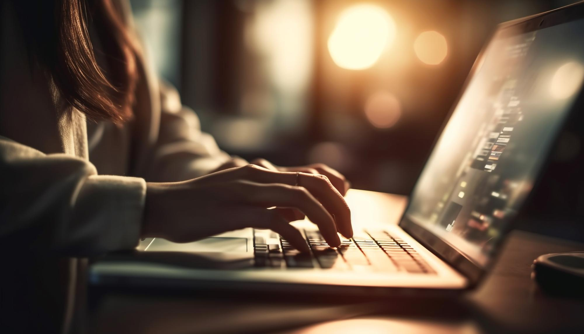 Someone typing in a computer